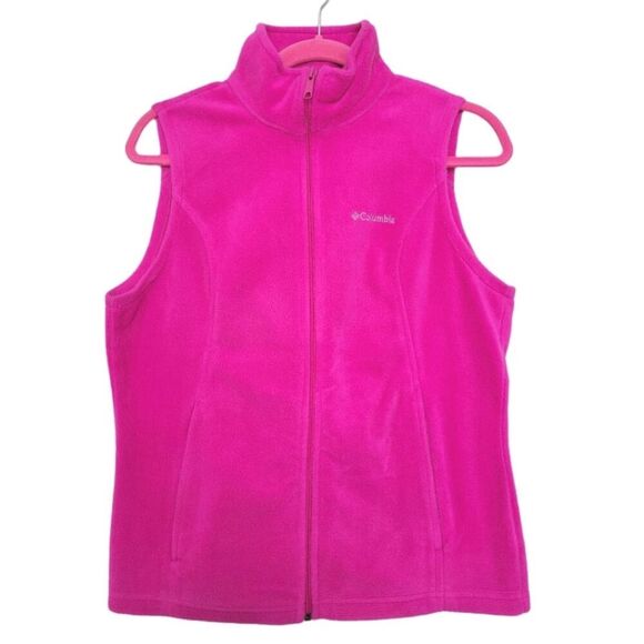 Columbia Pink Fleece Zip Up Vest Medium - Picture 1 of 8